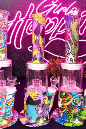 "36cm" Bong Silicón & Vidrio #3 | Estilo Graffiti | Modelo al azar