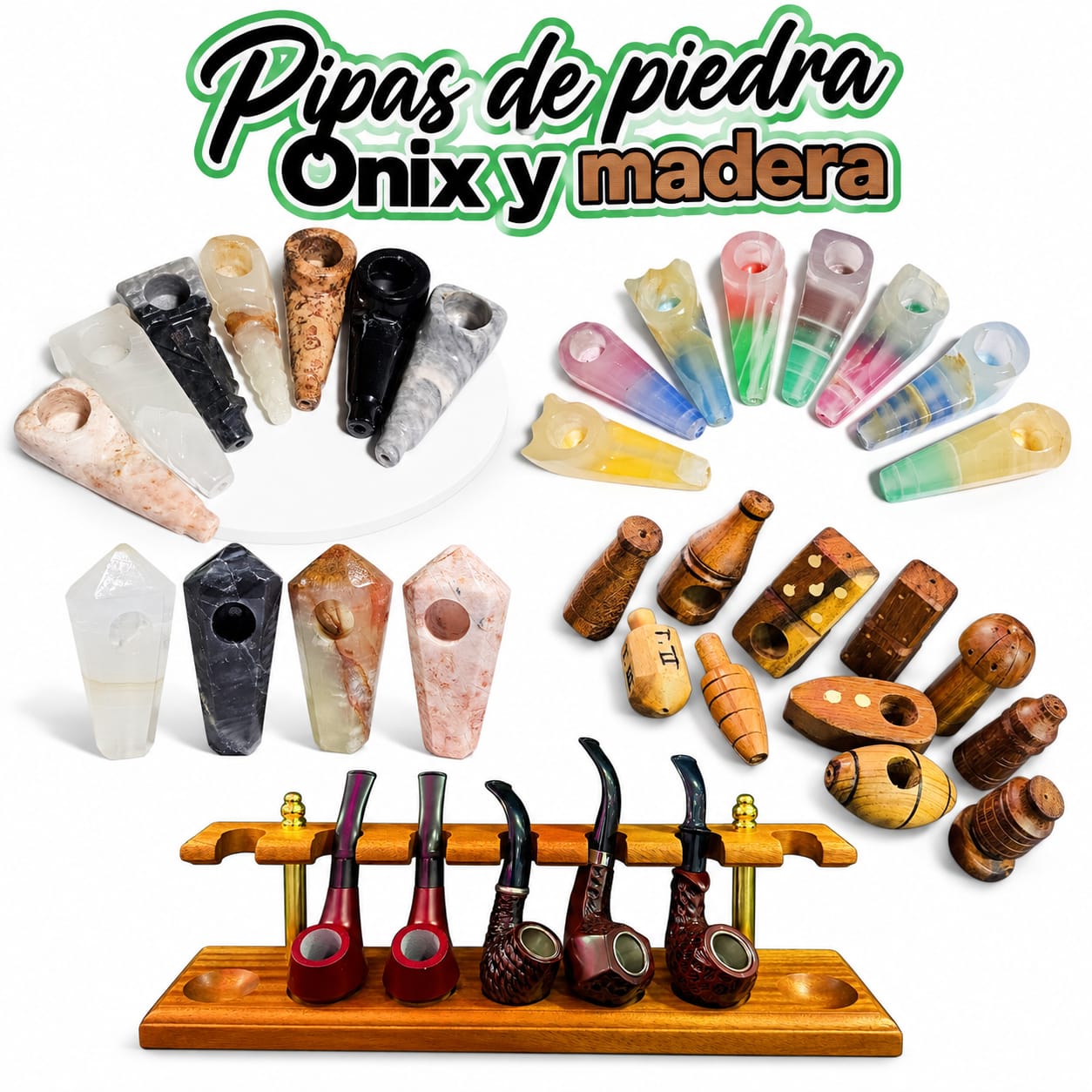 Pipas Madera y Piedra Ónix